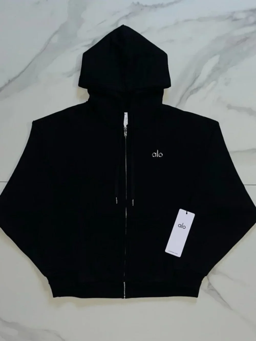 Alo Yoga Accolade Full Zip Hoodie Black Sweatshirt Size XS - XL
